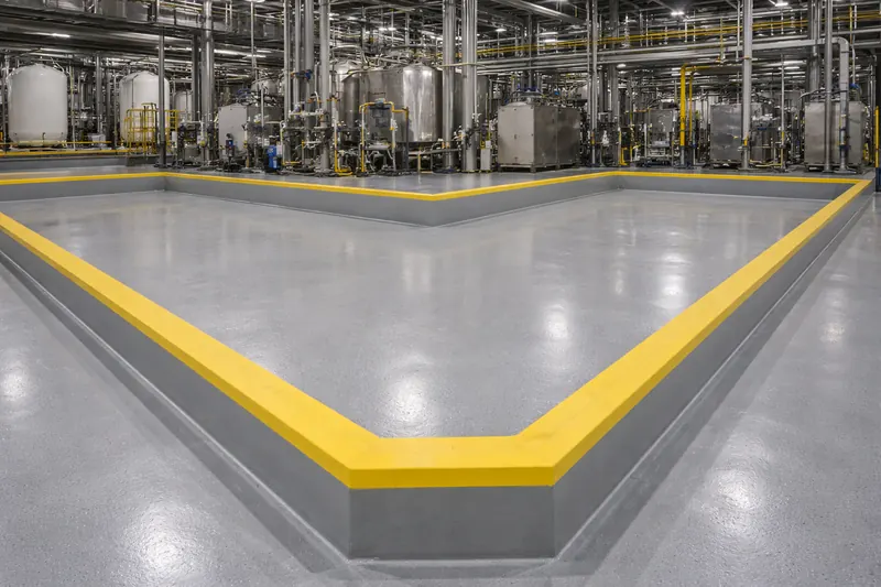 Secondary containment area with chemical-resistant floor coating Lee County