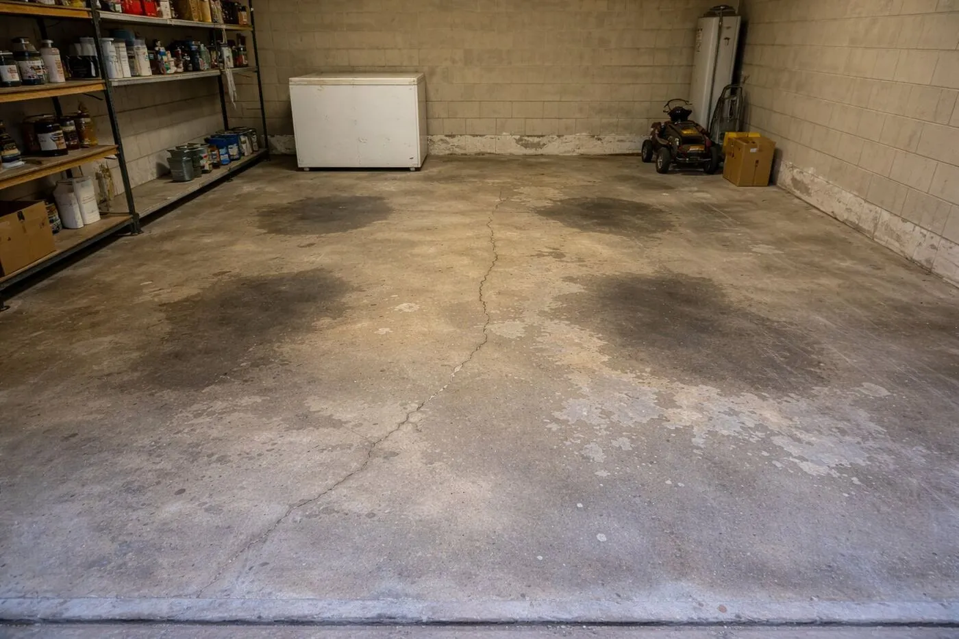 Garage floor before epoxy Lee County