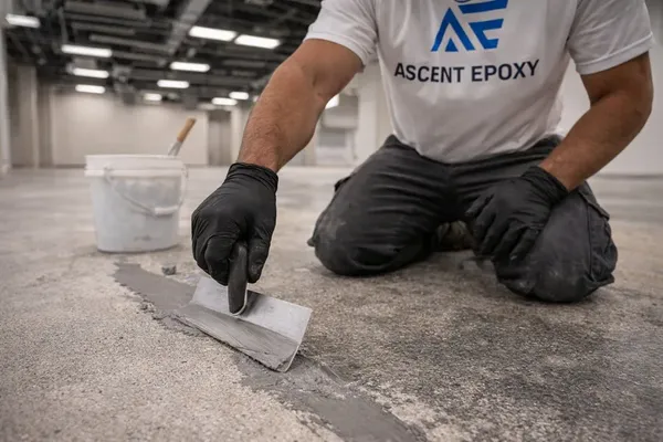Surface preparation on commercial concrete floor in Lee County