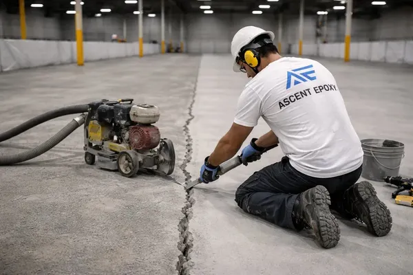 Industrial floor crack repair and substrate preparation Lee County