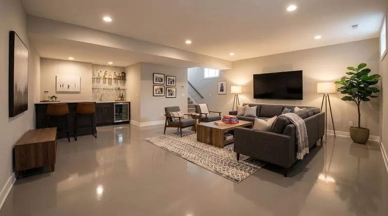 Florida room solid color epoxy floor Lee County