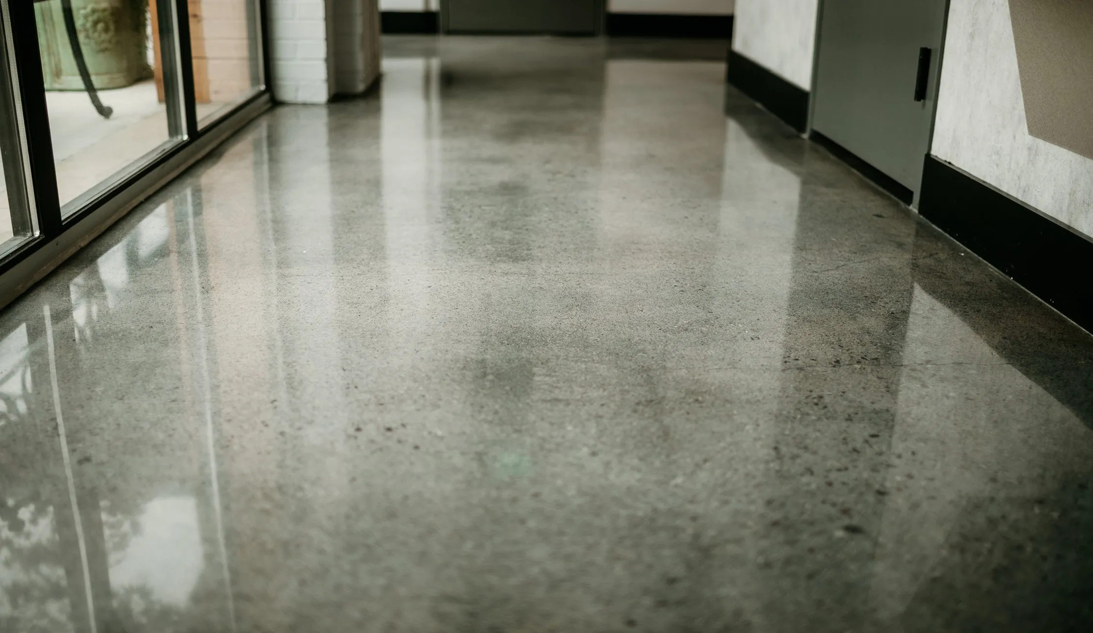Polished concrete hallway floor Lee County
