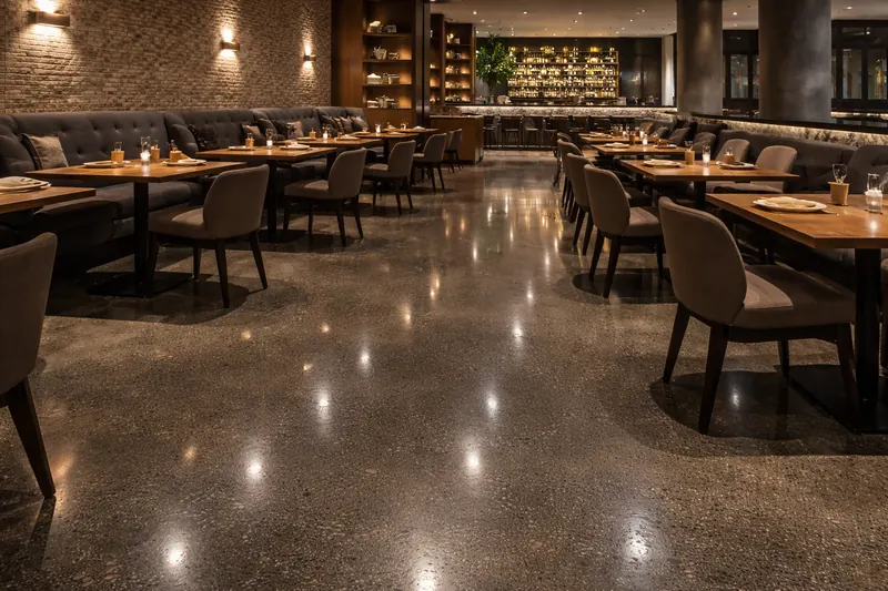 Polished concrete restaurant floor Lee County